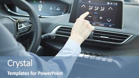  Presentation with car air conditioning - Slide set having car dashboard radio closeup woman background and a teal colored foreground