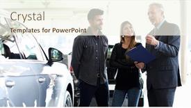  Presentation with car dealer - Colorful theme enhanced with car-dealer-exaplining-a-car backdrop and a cream colored foreground