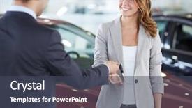  Presentation with car dealer - Beautiful PPT theme featuring car dealer giving key backdrop and a dark gray colored foreground