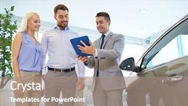  Presentation with car dealer - PPT layouts with car dealer in auto show background and a coral colored foreground