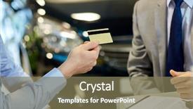  Presentation with car dealer - Presentation theme consisting of car dealer in auto show background and a violet colored foreground