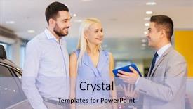  Presentation with car dealer - Audience pleasing PPT theme consisting of car dealer in auto show backdrop and a light blue colored foreground