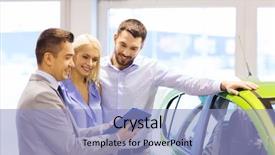  Presentation with car business - PPT theme having car dealer in auto show background and a light blue colored foreground