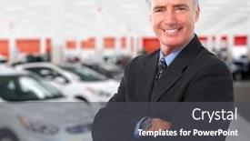  Presentation with auto dealership - Slide set enhanced with car dealer man auto dealership and rental concept background background and a dark gray colored foreground