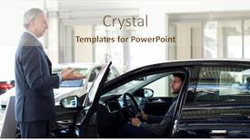  Presentation with car dealer - Audience pleasing PPT theme consisting of car-dealer-opening-a-car backdrop and a lemonade colored foreground