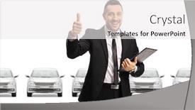  Presentation with car dealer - Amazing presentation theme having car-dealer-showing-thumbs-up backdrop and a white colored foreground