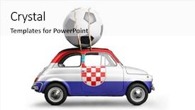  Presentation with car flat tire - Audience pleasing PPT theme consisting of croatia flag on car delivering backdrop and a white colored foreground