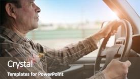  Presentation with suv - Slides featuring car delivery - man driving van or suv background and a tawny brown colored foreground