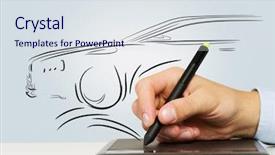  Presentation with car design - Colorful presentation design enhanced with car design - close up of human hand backdrop and a  colored foreground