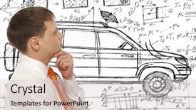  Presentation with inventor - Beautiful slide set featuring car designer inventor photo compilation backdrop and a light gray colored foreground