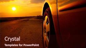  Presentation with car carrier - Slide set featuring image of a steel frame background and a  colored foreground.