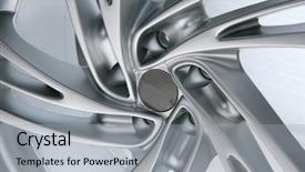  Presentation with wheel - PPT theme consisting of automotive parts - wheel with steel rim background and a light gray colored foreground