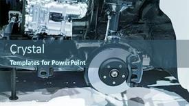  Presentation with suspension - PPT theme consisting of car disc break detail and suspension background and a ocean colored foreground