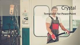  Presentation with car door - Theme consisting of car door near paint booth background and a  colored foreground