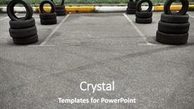  Presentation with road improvement - Presentation theme enhanced with car drift - autodrome for driving training large background and a gray colored foreground