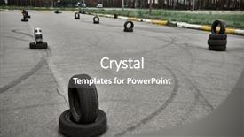  Presentation with road improvement - Audience pleasing PPT layouts consisting of car drift - autodrome for driving training large backdrop and a gray colored foreground