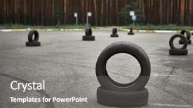  Presentation with road improvement - Presentation theme consisting of car drift - autodrome for driving training large background and a gray colored foreground