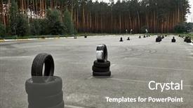  Presentation with road improvement - Audience pleasing slide deck consisting of car drift - autodrome for driving training large backdrop and a gray colored foreground