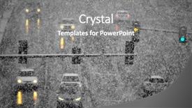  Presentation with winter driving - Beautiful presentation design featuring car drift - driving on snow and snowy backdrop and a gray colored foreground