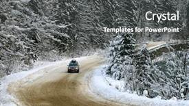  Presentation with car drift - Amazing theme having car drift - heavy snow on the road backdrop and a dark gray colored foreground
