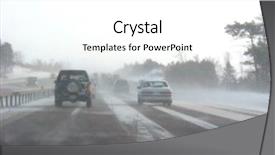  Presentation with winter storm - PPT layouts having car drift - winter highway during snow storm background and a white colored foreground