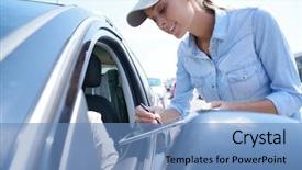  Presentation with driver - Amazing slide set having car driver for customer survey backdrop and a  colored foreground