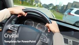  Presentation with auto - Colorful presentation design enhanced with car-driver-hands-auto-background backdrop and a dark gray colored foreground