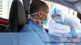  Presentation with drivers - PPT layouts featuring car-drivers-with-face-masks background and a light blue colored foreground