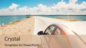  Presentation with driving road - Colorful presentation enhanced with car driving across ocean backdrop and a coral colored foreground