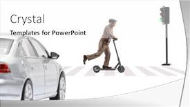  Presentation with electric scooter - Theme featuring car-driving-and-an-elderly background and a white colored foreground