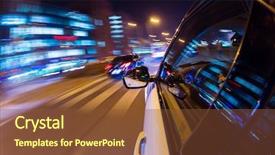  Presentation with abstract circles blur night street - Slides with car driving at night city background and a  colored foreground