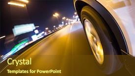  Presentation with abstract circles blur night street - PPT theme featuring car driving at night city background and a tawny brown colored foreground