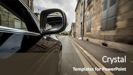  Presentation with old car - Slide deck with car driving in old european background and a tawny brown colored foreground