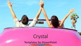  Presentation with travel friends - Beautiful slide set featuring car driving in pink backdrop and a coral colored foreground