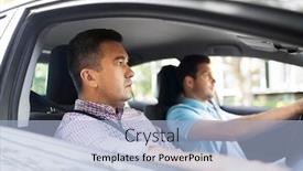  Presentation with car seat - PPT theme consisting of car driving lesson and carpooling background and a light blue colored foreground