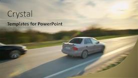  Presentation with freeway - Amazing presentation theme having car-driving-on-freeway backdrop and a soft green colored foreground