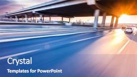  Presentation with freeway - PPT theme with moving yellow sunlight - car driving on freeway background and a ocean colored foreground