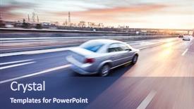  Presentation with freeway - Slide deck featuring car driving on freeway background and a ocean colored foreground