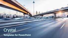  Presentation with freeway - Slide set having car driving on freeway background and a ocean colored foreground