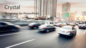  Presentation with connected car - Cool new slide set with car driving on freeway backdrop and a soft green colored foreground