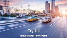  Presentation with connected car - Slide set having car driving on freeway background and a ocean colored foreground