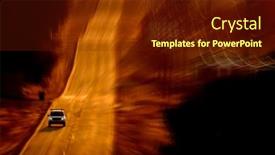  Presentation with power lines - Audience pleasing slide set consisting of car-driving-on-old-country backdrop and a tawny brown colored foreground