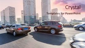  Presentation with driving road - PPT theme with car driving on road background and a lemonade colored foreground