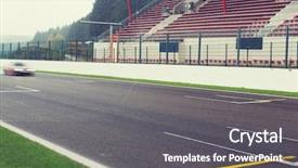  Presentation with race track rain - Colorful PPT layouts enhanced with car driving on speedway backdrop and a gray colored foreground