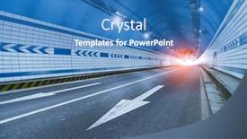  Presentation with self driving car - Slide set having car driving on to tunnel background and a teal colored foreground