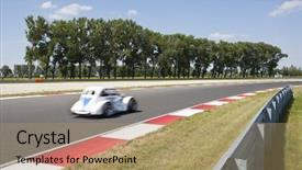  Presentation with race car - Presentation enhanced with car driving through the apex background and a coral colored foreground
