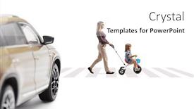  Presentation with pedestrian crossing - Slide set having car-driving-towards-a-mother background and a white colored foreground