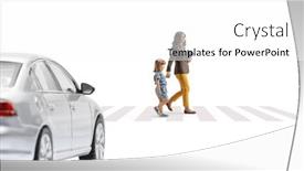  Presentation with pedestrian - PPT theme featuring car-driving-towards-a-pedestrian background and a white colored foreground