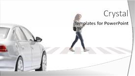  Presentation with pedestrian crossing - Presentation theme featuring car-driving-towards-a-pedestrian background and a  colored foreground