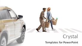  Presentation with pedestrian crossing - PPT theme consisting of car-driving-towards-a-pedestrian background and a white colored foreground